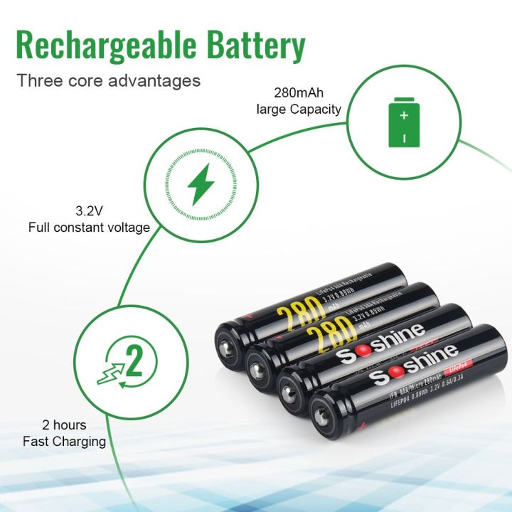 tzle25-soshine-10pc-10440-280mah-rechargeable-battery-3-2v-aaa-lifepo4-battery-smart-lithium-batteries-1000-cycles-for-flashlight-toy