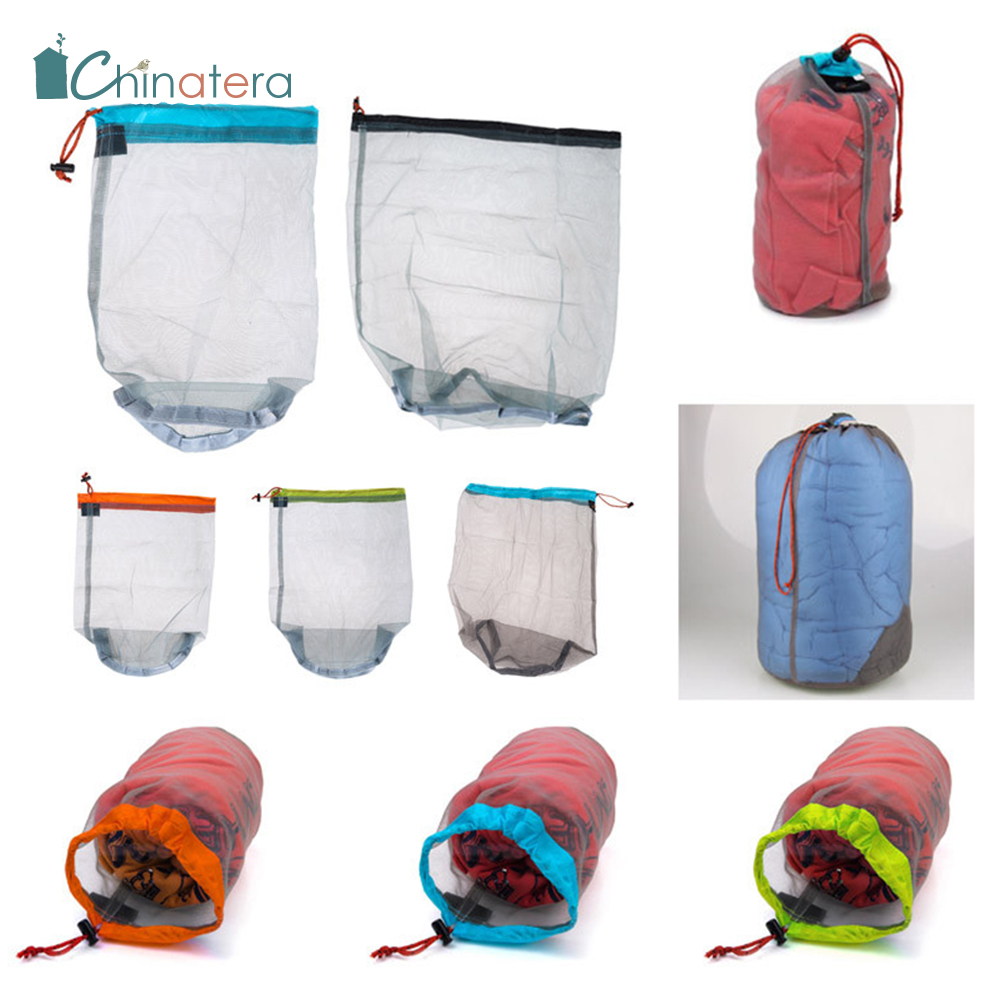 Ultralight Clothes Shoes Mesh Stuff Sack Storage Drawstring Bag Tavel Camping 0T 
