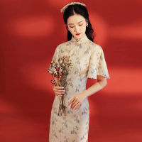 ดอกไม้ที่ดีขึ้น Cheongsam จีนเลดี้ชุดฤดูร้อนที่สง่างามหนุ่ม Girly Qipao วินเทจโอเรียนเต็ลผู้หญิงพรรคเดรส Vestidos