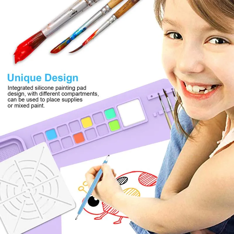 Silicone Painting Mat, Craft Silicone Mat Nonstick, Kids Painting Mat 20x  16 Large Silicone Art Mat with Cup and Paint Holder, Multipurpose Silicone