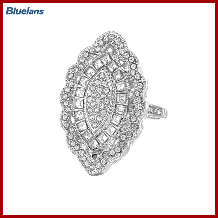 Bluelans®แหวนเครื่องประดับฝังพลอยเทียมทรงมาร์กีสำหรับงานแต่งงานงานเลี้ยงรูปทรงมาร์เกชที่สง่างาม