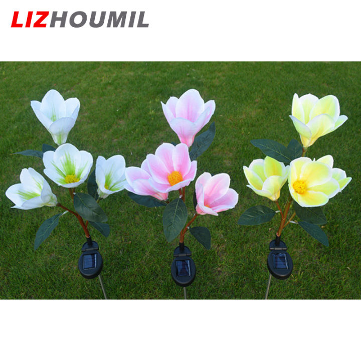 lizhoumil-โคมไฟสำหรับสนามหญ้าสำหรับตกแต่งสวนกลางแจ้ง-led-พลังงานแสงอาทิตย์ลายดอกแมกโนเลียไฟภายนอกอาคารกันน้ำ