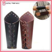 LUCKY HAIRACC เครื่องหนังแท้ ยิงธนูแขนยาม สีดำสีน้ำตาล ถุงมือกันร้อน Viking Bracer อุปกรณ์เสริมกีฬา พังก์สไตล์ สายรัดแขน ชายหญิง