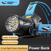 SmilingShark ไฟฉาย15000LM Led M90พลังสูง,ไฟฉายไฟฉายคาดศีรษะสว่างมัลติฟังก์ชั่น