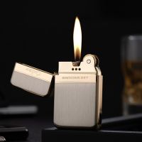 Fashion Thin Pure Copper Kerosene Lighter Grinding Wheel Retro Windproof Personality Lighter  Essories Mens Gift