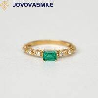 แหวนแต่งงานมรกต Jovasmile 3X5Mm 0.5กะรัต9K 10K 14K 18K เครื่องประดับแฟชั่นทองทึบสำหรับผู้หญิง