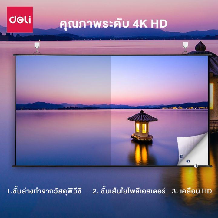 จอโปรเจคเตอร์-จอพับโปรเจคเตอร์-จอรับภาพโปรเจคเตอร์-tripod-projector-screen-จอรับภาพ-4k-รับภาพ-hd-แขวนผนัง-สำหรับประชุม-สื่อการสอน-ดูหนัง-abele