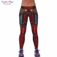 HOT★ผู้หญิงกีฬา Leggings คอสเพลย์ Deadpool พิมพ์ 3D Elastic Gym ออกกำลังกายกางเกง Skinny ฟิตเนส Capris กางเกงวิ่งวิ่งออกกำลังกาย Jeggings