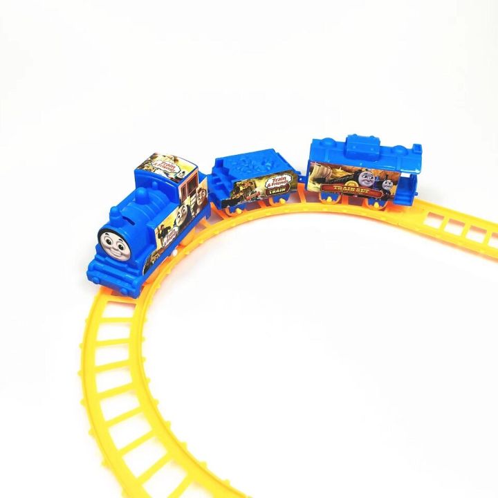 รถรางแบบทำมือรถไฟของเล่นบล็อกสำหรับต่อประกอบไฟฟ้าสำหรับเด็กรถของเล่นสำหรับรถไฟโธมัส