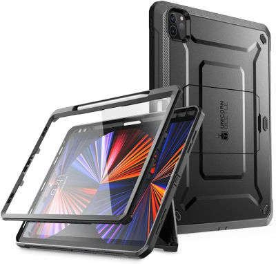 SUPCASE Unicorn Beetle Pro Series Case for iPad Pro 11 Inch (2021 / 2020), Support Apple Pencil Charging with Built-in Screen Protector Full-Body Rugged Kickstand Protective Case (Black)
