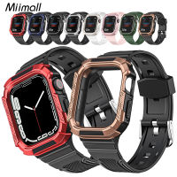 Miimall เคสเกราะแบบรวม,สายนาฬิกา Apple Watch Series 7/6 /Se/ 5/4 [40มม./41มม./44มม./45มม.] เคส TPU + PC ที่ทนทาน360องศาคุณภาพสูงพร้อมสายสำหรับ Apple Watch 7 41มม. 45มม.