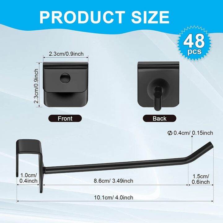 48-pcs-4-inch-black-metal-panel-hook-hanger-square-tube-slatwall-hooks-cubicle-coat-hook-peg-hooks