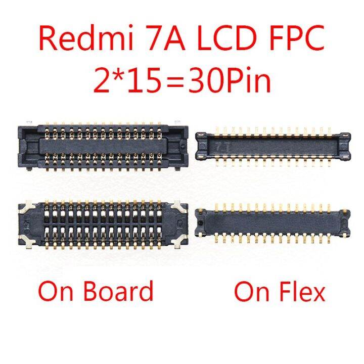 2ชิ้น30-40ขาหน้าจอแอลซีดี-fpc-บนเมนบอร์ดสำหรับ-xiaomi-redmi-7-7a-redmi7-redmi7a-usb-บอร์ดขั้วต่อแบตเตอรี่แบบเฟล็กซ์