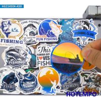 【cw】 50 Pieces Fisherman Go Fishing Slogan Marine Fish Graffiti Phone Laptop Waterproof Stickers for Notebooks Motorcycle Car Sticker