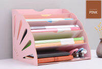 สีชมพูพัดไม้-รูปตัวเรียงแฟ้ม5ช่องสำหรับ Office Desktop Azine แฟ้ม Organizer