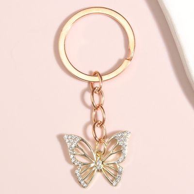 Cute Animal Keychain Hollow Butterfly Crystal Key Ring Enamel Key Chains Souvenir Gifts For Women Men DIY Handmade Jewelry Key Chains