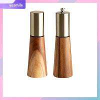 YESMILE 1/2pcs สแตนเลส/ไม้ เครื่องบดพริกไทย ทองสีทอง 7.12.4นิ้ว/7.282.4นิ้ว หม้อเครื่องปรุงอาหาร คู่มือการใช้งาน เครื่องบดมือ อุปกรณ์สำหรับห้องครัว