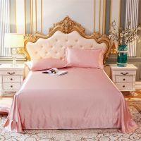 ❖₪♗ Luxury Rayon Bed Sheet Solid Color Silky Ick Cool Fabric Mattress Cover Smooth Flat Bedsheet Bed Linens(Pillowcase Can Order)