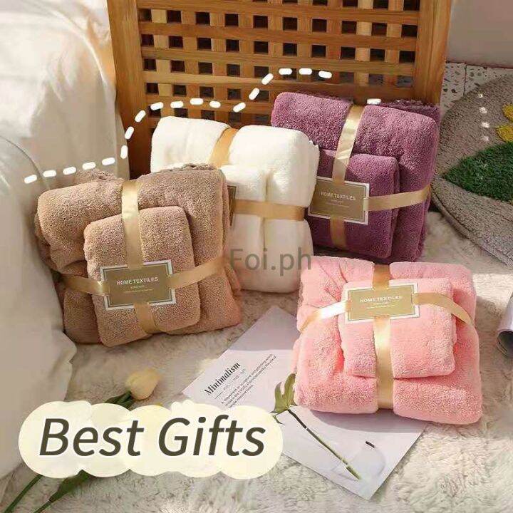 [Best gifts]2 in 1 Coral fleece bath towel and face towel Water