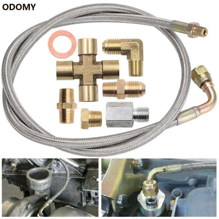 Turbo Oil Feed Line Kit Universal Oil Return Line Oil Drain Line Kit 1/8 NPT for T3 T4 Turbo Oil