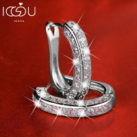 IOGOU หรูหรา100 จริง Moissanite หูต่างหูห่วง925ต่างหูเงินผู้หญิงแต่งงานหมั้นเครื่องประดับของขวัญอุปกรณ์เสริม