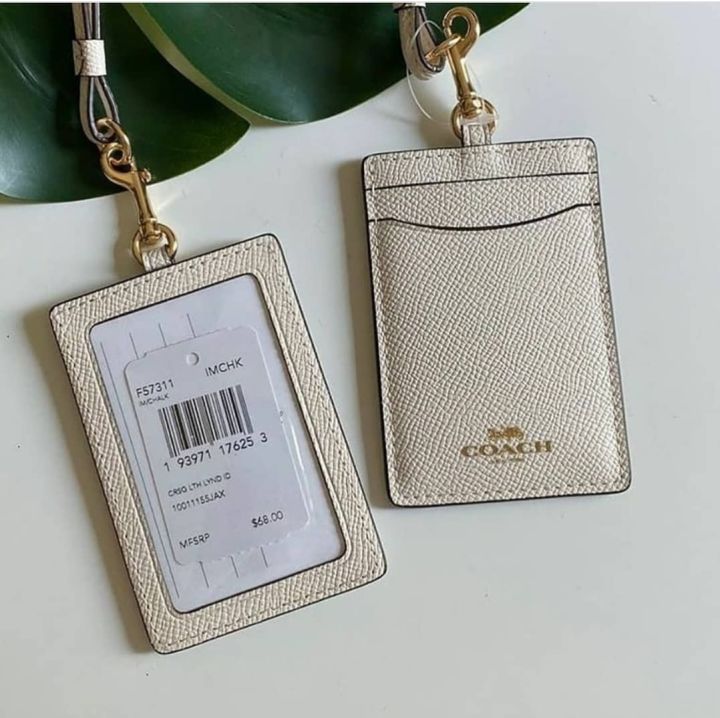 F57311 Coach Id Lanyard In Plain Crossgrain Leather - Chalk | Lazada PH