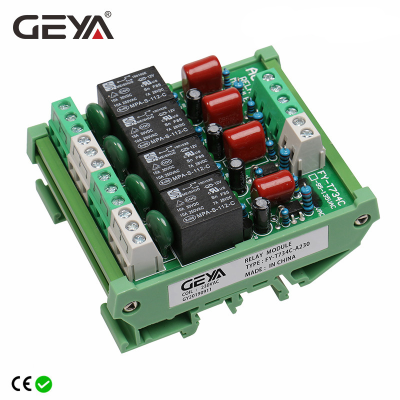 จัดส่งฟรี Geya 4ช่องโมดูลรีเลย์1 SPDT DIN RAIL MOUNT 12V 24V dcac อินเทอร์เฟซโมดูลรีเลย์สำหรับ PLC 230VA C 5vdcs