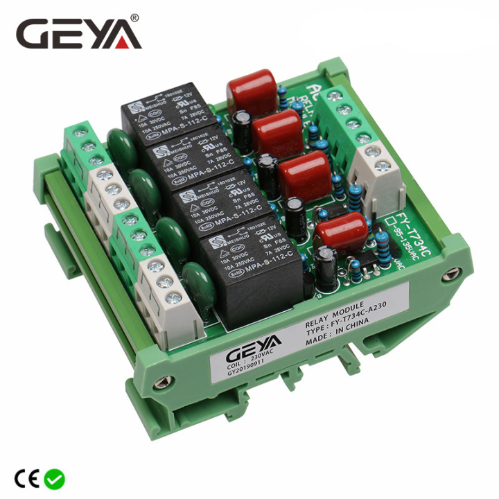 จัดส่งฟรี-geya-4ช่องโมดูลรีเลย์1-spdt-din-rail-mount-12v-24v-dcac-อินเทอร์เฟซโมดูลรีเลย์สำหรับ-plc-230va-c-5vdcs