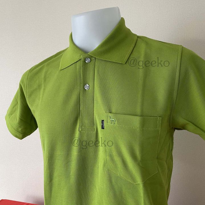 geeko-เสื้อโปโลตรากวาง-สีเขียวไพร-เนื้อผ้านุ่ม-สวมใส่สบาย-รับปัก-รับสกรีน-มีบริการส่งเก็บเงินปลายทาง