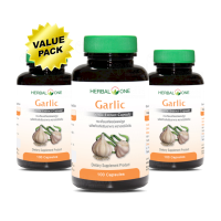 Herbal One Garlic 3x100 Capsules เฮอร์บัลวัน การ์ลิค กระเทียมสกัดแคปซูล 3x100 เม็ด (Value Pack)