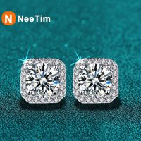 Neetim 0.5แท้-1กะรัต D Color Moissanite หูสตั๊ดสำหรับผู้หญิง100% 925เงินสเตอร์ลิงประกายเครื่องประดับงานแต่งงานหู