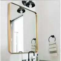 Gương nhà tắm viền khung thép sơn tĩnh điện màu vàng gương treo tường phòng tắm hình chữ nhật màu vàng