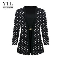Yitonglian 2021 New Womens 50s Vintage Polka Dot Blouse Elegant Casual Tops for Work Party Plus Size Tunic Shirt H414D