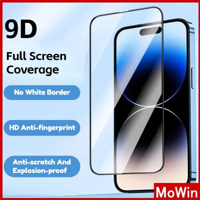 Mowin - ฟิล์มกันรอยสำหรับ iPhone 14 max กาวเต็มจอไร้ฟอง UHD ป้องกันการระเบิด Drop-proof ป้องกันลายนิ้วมือที่แข็งแกร่ง สัมผัสนุ่มนวล ใช้ได้กับ 13