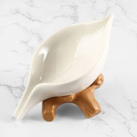 New Creative Soap Dish Ceramic Leaves Soap Holder Drainage Nordic Household Bathroom Soap Box Laundry Soap Container