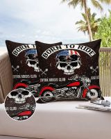 【LZ】 2/4pcs Pillowcase Set Red Motorcycle Skull Art Retro Style Luxury Pillowcase Bedroom Living Room Sofa Cushion Pillow Cover