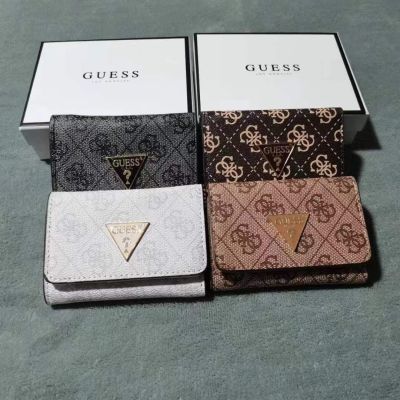 GUESS2022 new three-fold womens short card bag European and American simple folding small wallet wallet