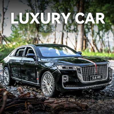 ◘ jiozpdn055186 Qi H9 Alloy Luxury Car Model Diecast Metal Vehicles Simulação Luz e Som Decoração Presente para Crianças 1:24