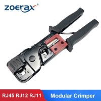 ZoeRax [RJ45 RJ12 RJ11 Modular Crimper] for 8P 6P 4P Network Connectors and CAT5 CAT6 Ethernet Cables Strip Cut Crimp Tool