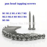 10-100pcs M1 M1.2 M1.4 M1.7 M2 M2.3 M2.6 M3  M4 M5 M6  Stainless steel Cross recessed round pan head tapping screws Wood SCREW Nails Screws  Fasteners