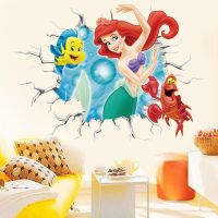 3D Mermaid Princess Underwater Scenery Porthole Wall Stickers For Girls Room Decoration Mural Art Diy Home Decals Kids Gift