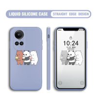 Case4you สำหรับ OPPO Reno10 Pro 5G เคสคลุมทั้งหมดน้ำลายการ์ตูนเราแพนด้าเคสโทรศัพท์สีเทาขอบสี่เหลี่ยมปลอกซิลิโคน