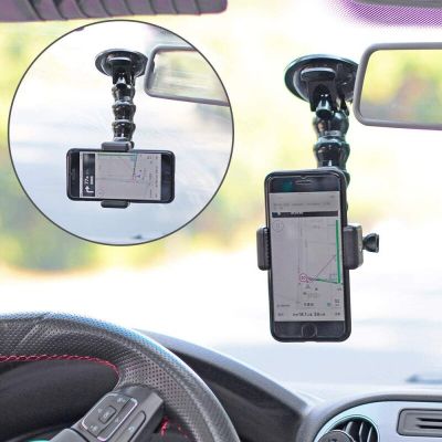 Car Suction Cup Holder Window Glass Flexible Bracket Flexible Adjustable Snake Mount 360 Rotation With Action Camera Phone Clip