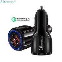 Aitemay ที่ชาร์จ USB แบบเร็ว3.0,สำหรับโทรศัพท์มือถือที่ชาร์จโทรศัพท์ USB แบบคู่อะแดปเตอร์ชาร์จเร็ว Qc 3.0ที่ชาร์จในรถยนต์แบบ USB ขนาดเล็ก