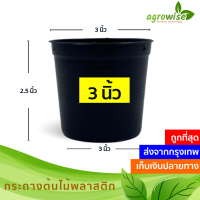 กระถางต้นไม้ กะถางต้นไม้ กระบองเพชร สีดำ 3 นิ้ว 50 ใบ