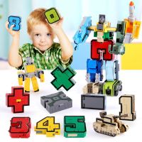Creative Transformation Number Robot Car Action Figure Assembling Building Blocks Model Educational Toys For Children Boys Gifts