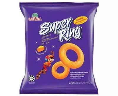 Super Ring Cheese ซุปเปอร์ ริง ขนมวงแหวนข้าวโพดอบชีส  (1ห่อใหญ่ = 8 ห่อเล็ก)14g