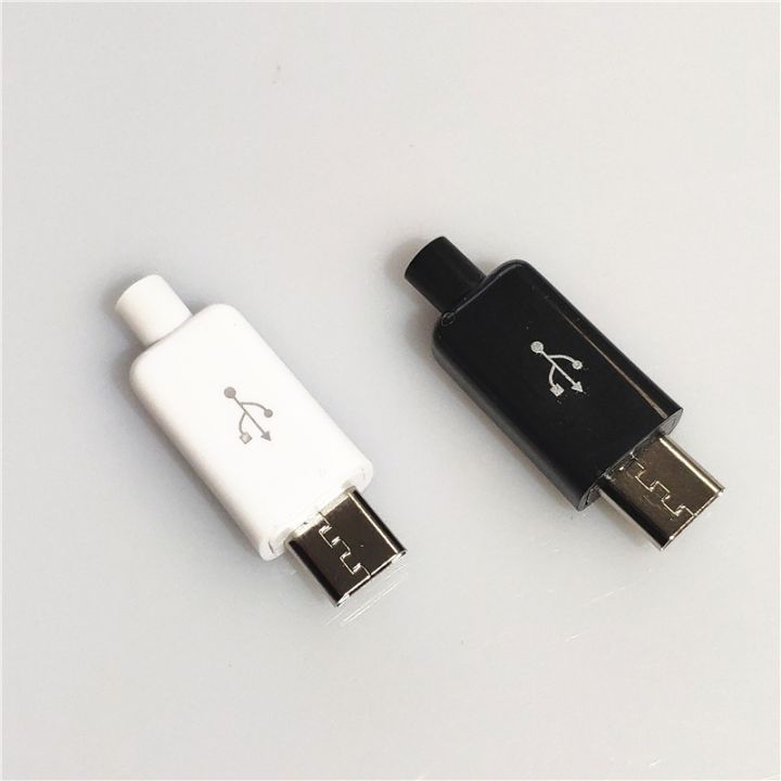 10-sets-micro-usb-4pin-5pin-male-connectors-plug-black-white-welding-data-otg-line-interface-diy-data-cable-accessories