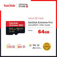 SanDisk Extreme Pro microSDXC, SQXCY 64GB, V30, U3, C10, A2, UHS-I, 170MB/s R, 90MB/s W, 4x6, SD adaptor, Lifetime Limited ( เมมโมรี่การ์ด ไมโครเอสดี การ์ด )