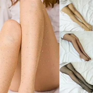 Women Crystal Rhinestone Fishnet Net Mesh Socks Stockings Tights Pantyhose  Sexy